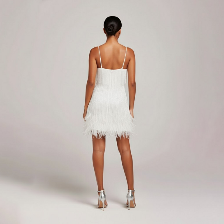 Vivienne | Fringe and Feather Party Mini Dress