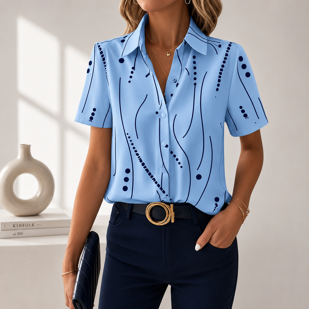 Maribel | Abstract-Print Short-Sleeve Blouse