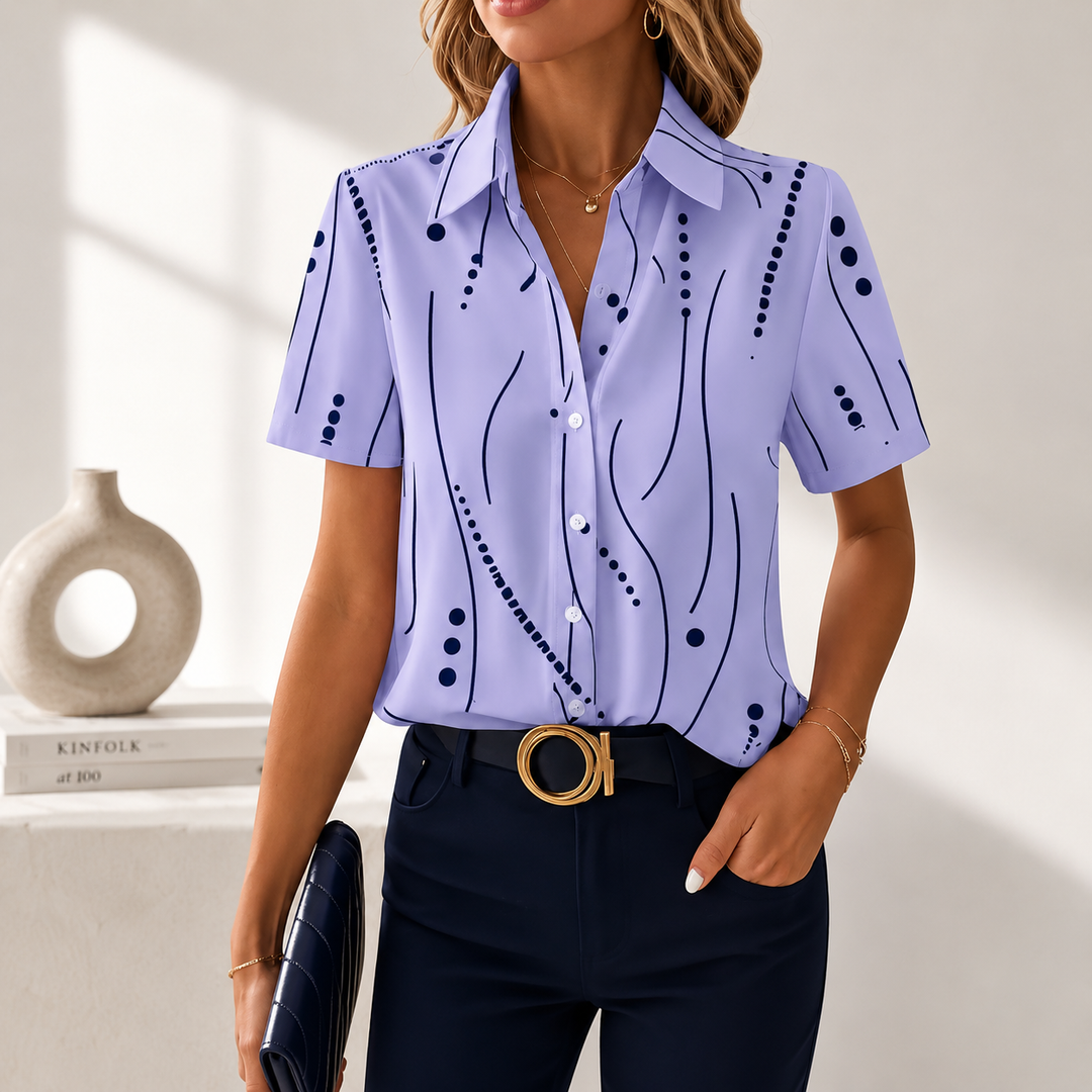 Maribel | Abstract-Print Short-Sleeve Blouse