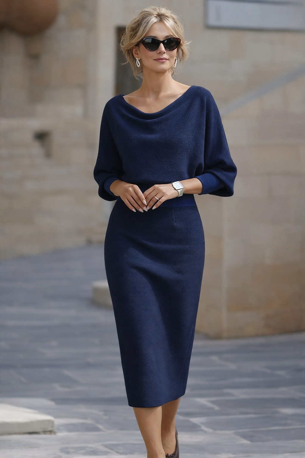 Lydia | Elegant Round Neck Midi Dress