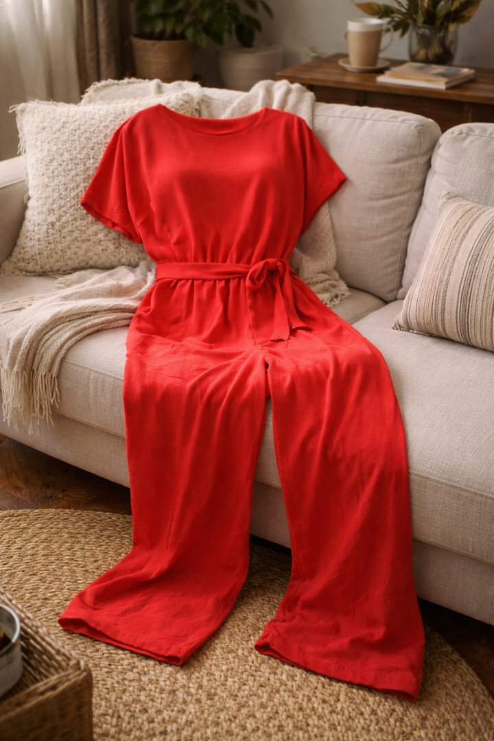 Joanna | Relaxed Belted Lounge Jumpsuit