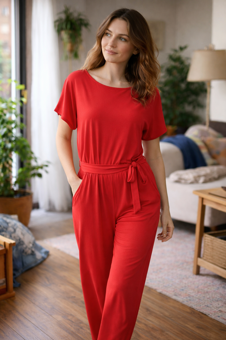 Joanna | Relaxed Belted Lounge Jumpsuit