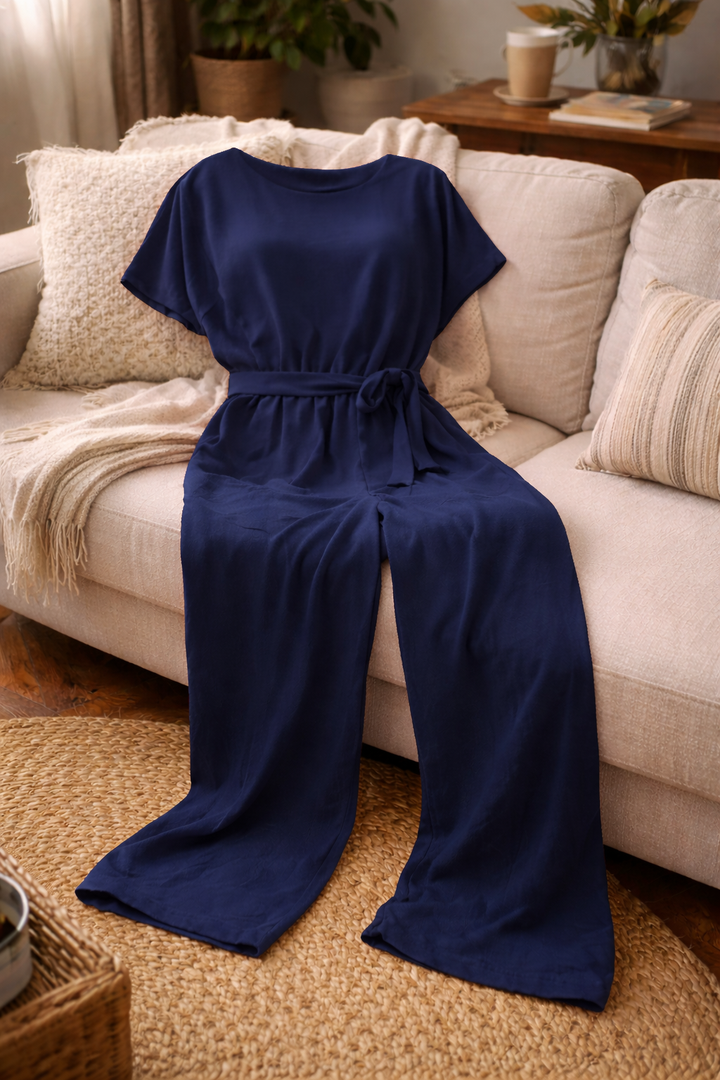 Joanna | Relaxed Belted Lounge Jumpsuit