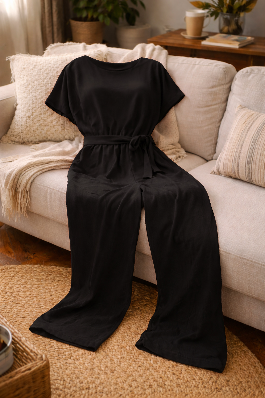 Joanna | Relaxed Belted Lounge Jumpsuit