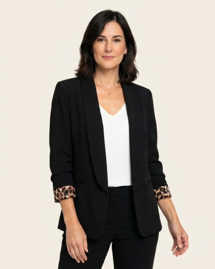 Valeria - Elegant Leopard Print Sleeve Cardigan