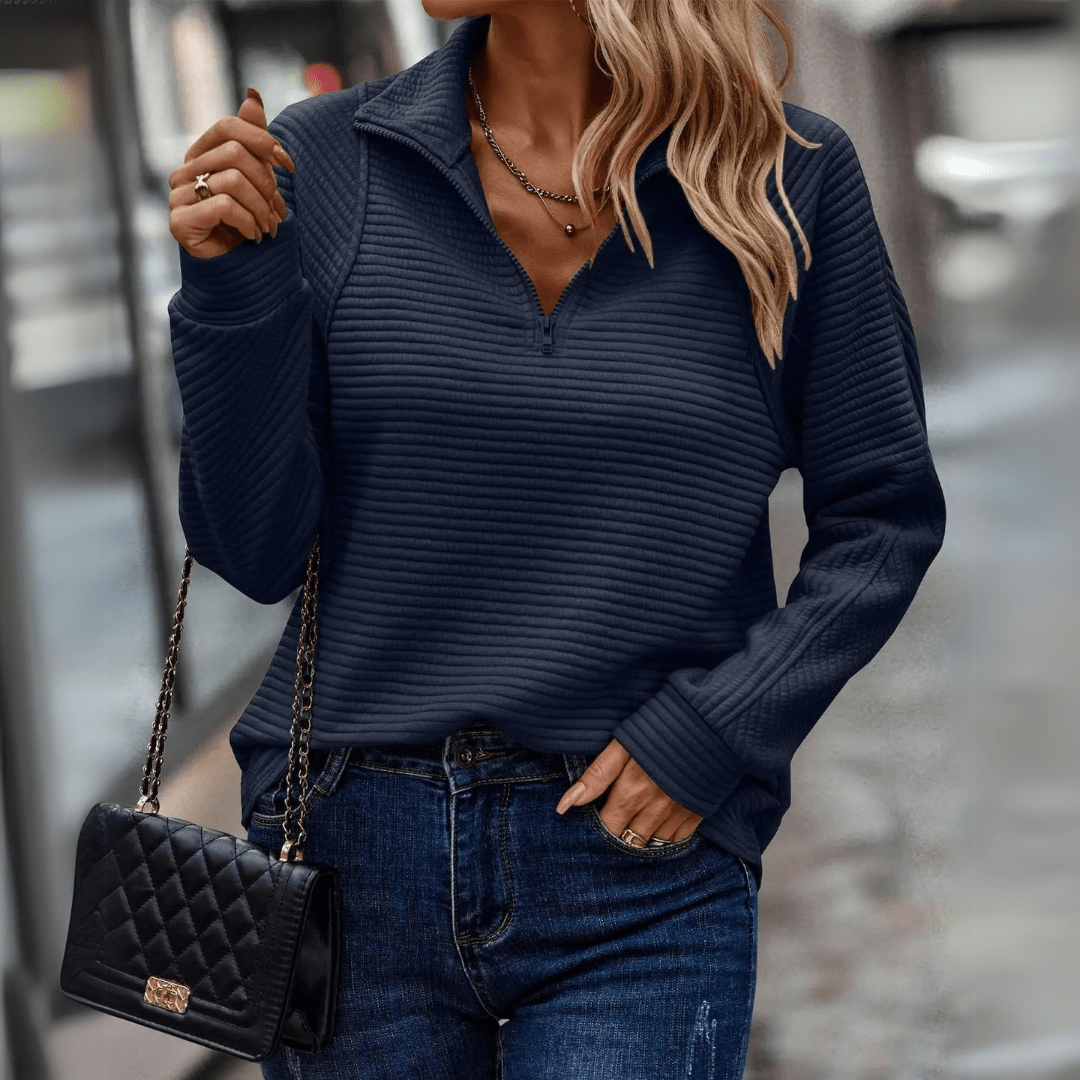 Katrina | Textured Half-Zip Pullover