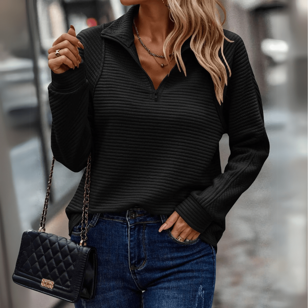 Katrina | Textured Half-Zip Pullover