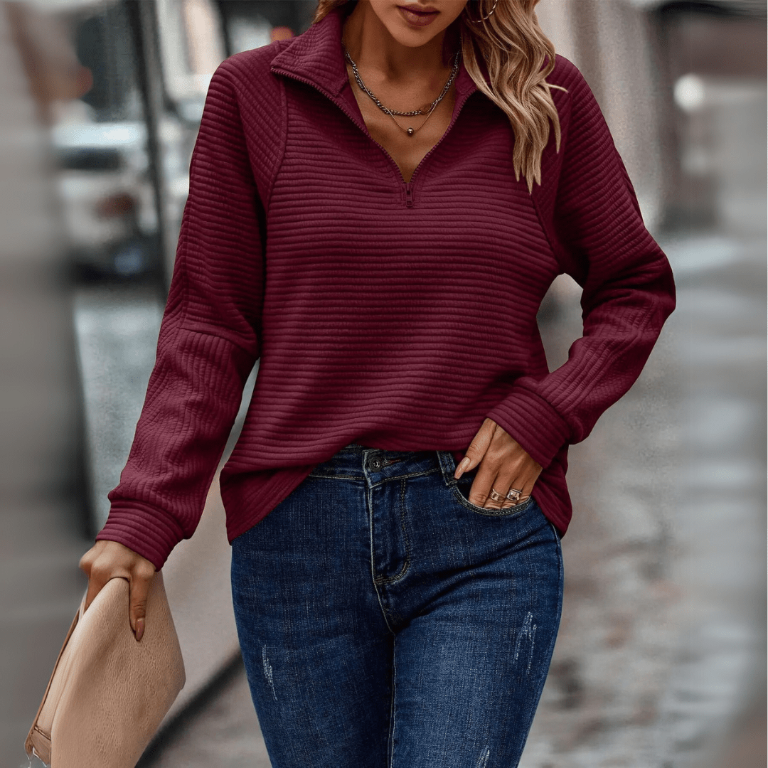 Katrina | Textured Half-Zip Pullover