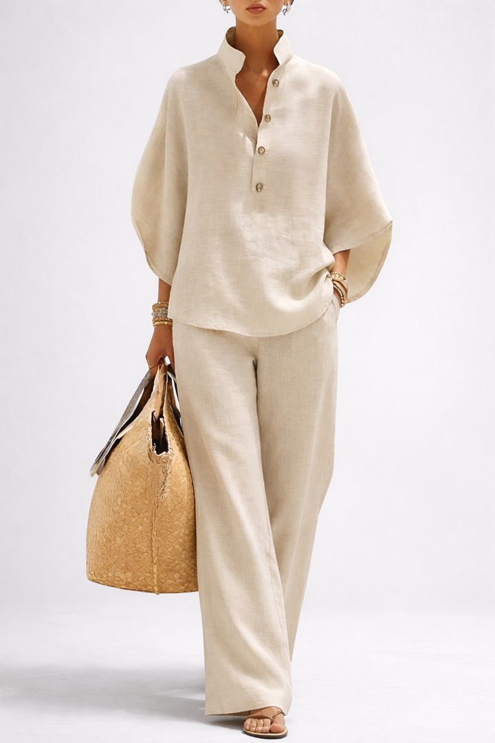 Katie | Elegant Wide Leg and Collar 2 Piece Set