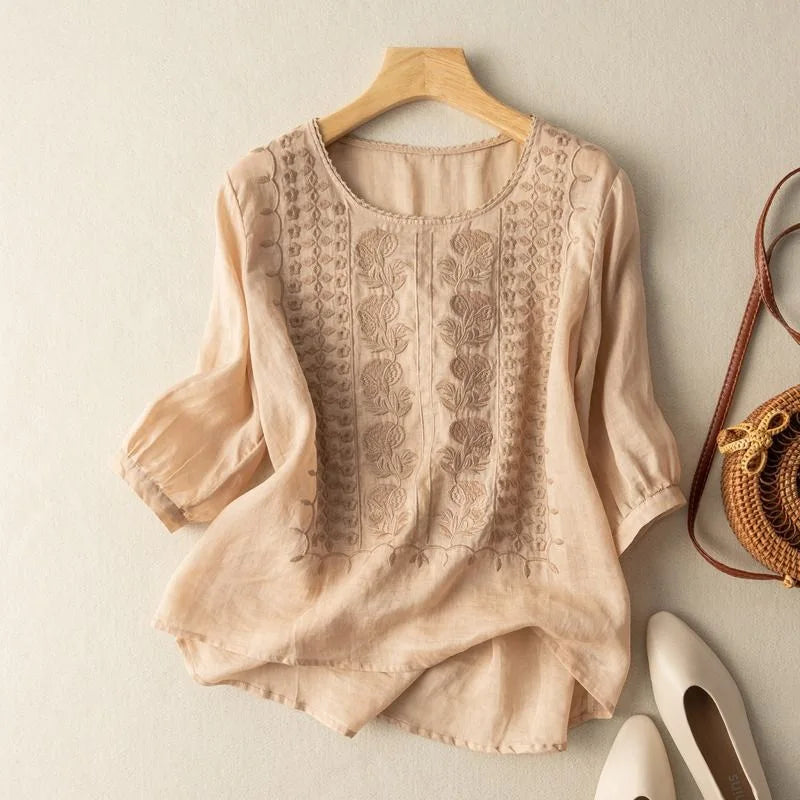 Milly | Elegant Round Neck Lace Blouse