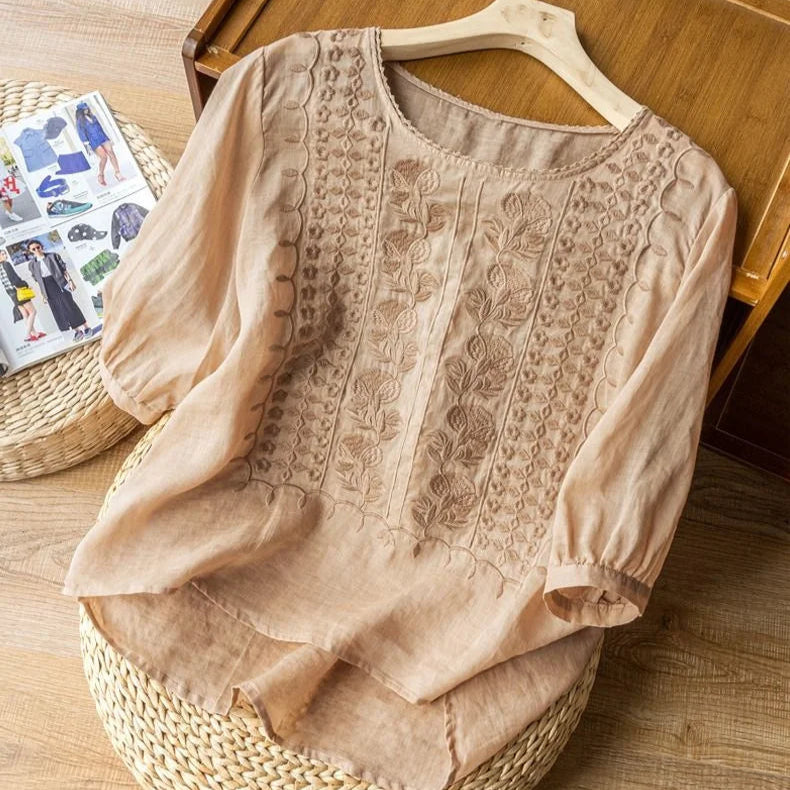 Milly | Elegant Round Neck Lace Blouse