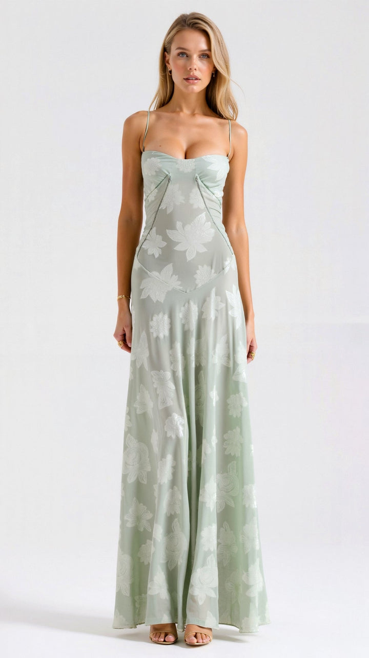 Lauren | Stylish Floral Bustier Maxi Dress