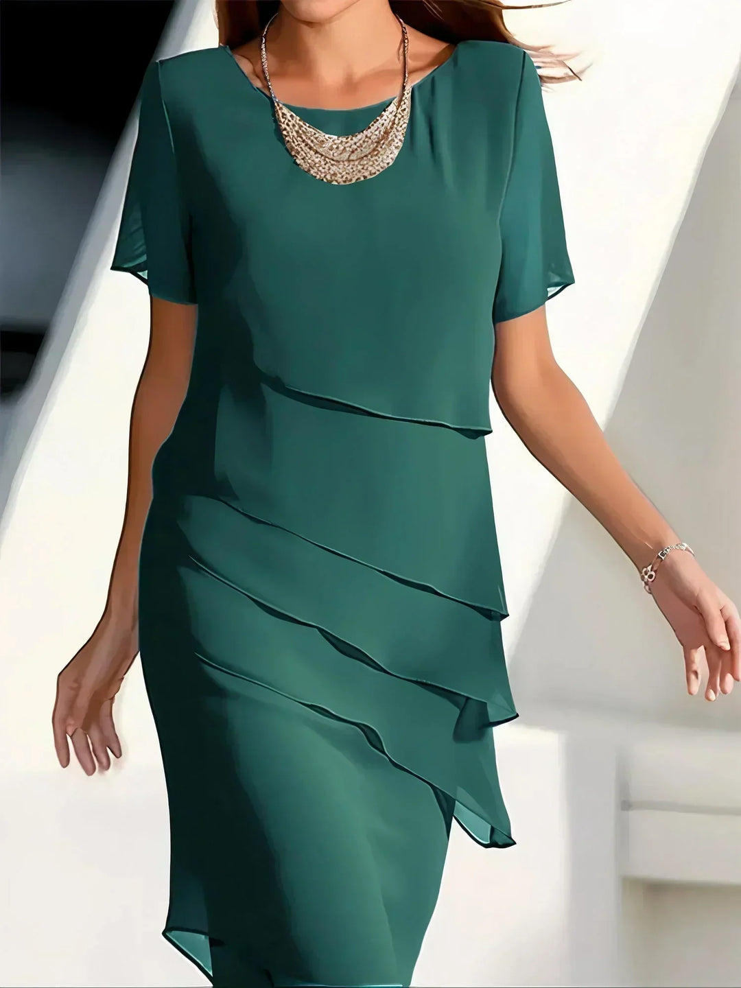 Kelsey | Elegant Flowy Short Sleeve Dress