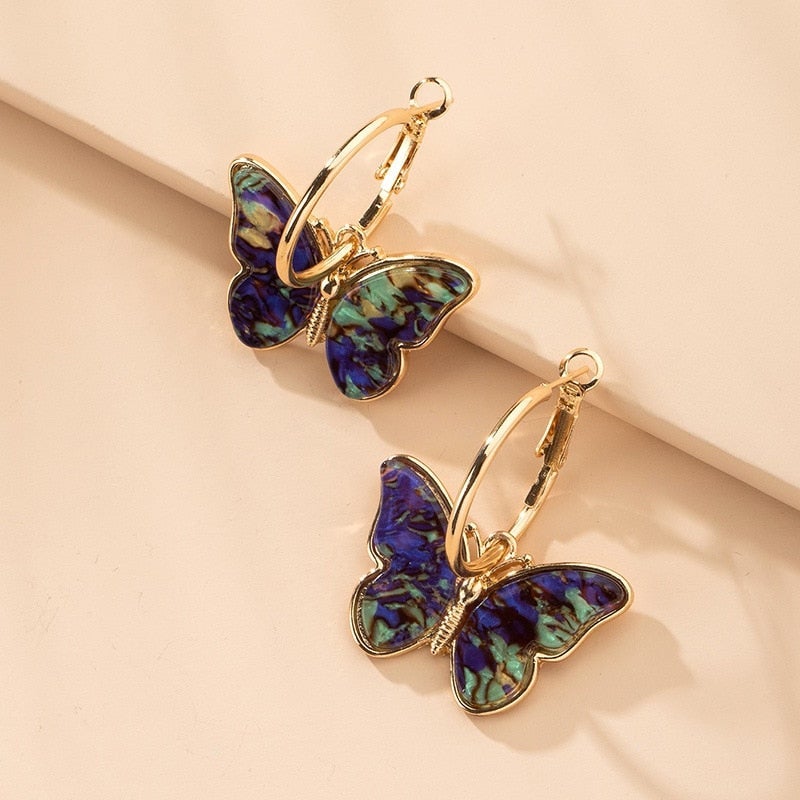 Marielle | Butterfly Drop Hoop Earrings