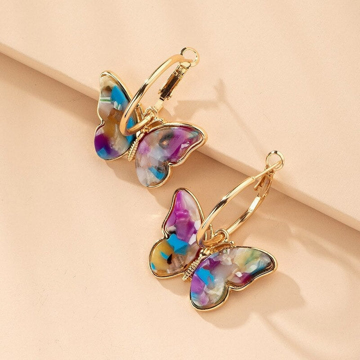 Marielle | Butterfly Drop Hoop Earrings