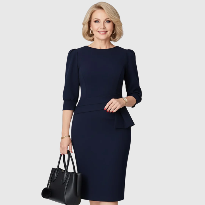 Claudine | Elegant Ruffle Peplum Midi Dress