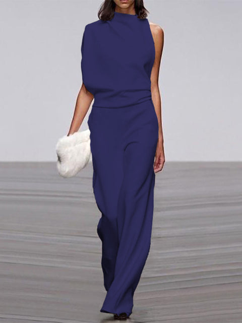 Maisy | Elegant Sleeveless Draped Wide-Leg Jumpsuit
