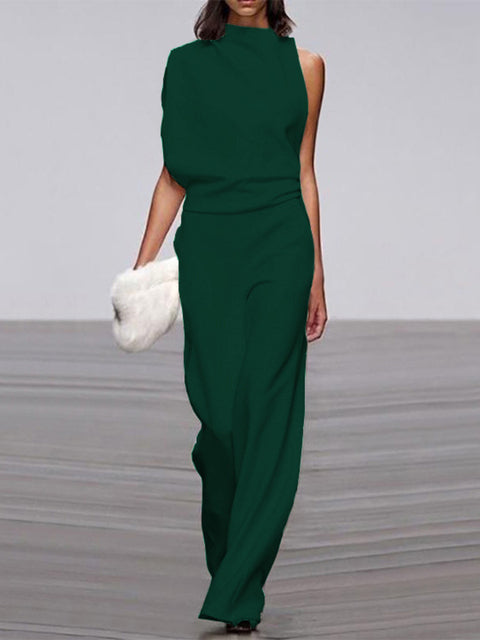 Maisy | Elegant Sleeveless Draped Wide-Leg Jumpsuit