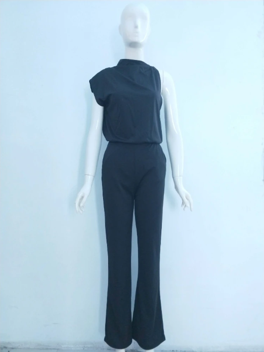 Maisy | Elegant Sleeveless Draped Wide-Leg Jumpsuit