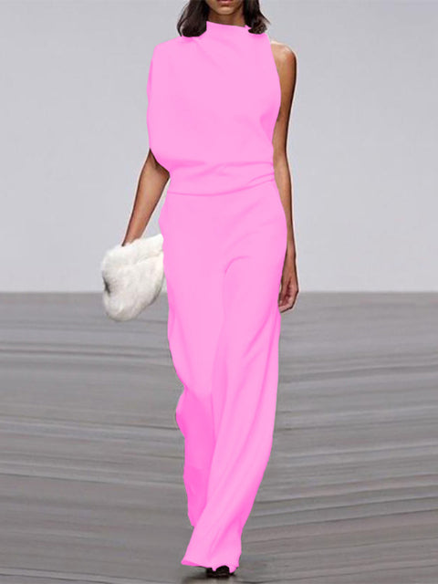 Maisy | Elegant Sleeveless Draped Wide-Leg Jumpsuit