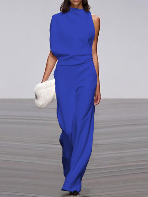 Maisy | Elegant Sleeveless Draped Wide-Leg Jumpsuit