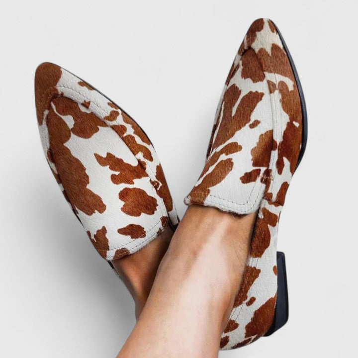 Renna | Comfortable Cow Print Slip-On Loafer