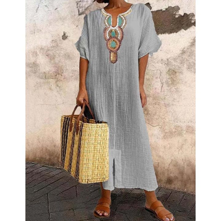 Evelyn | Relaxed Embroidered Midi Dress