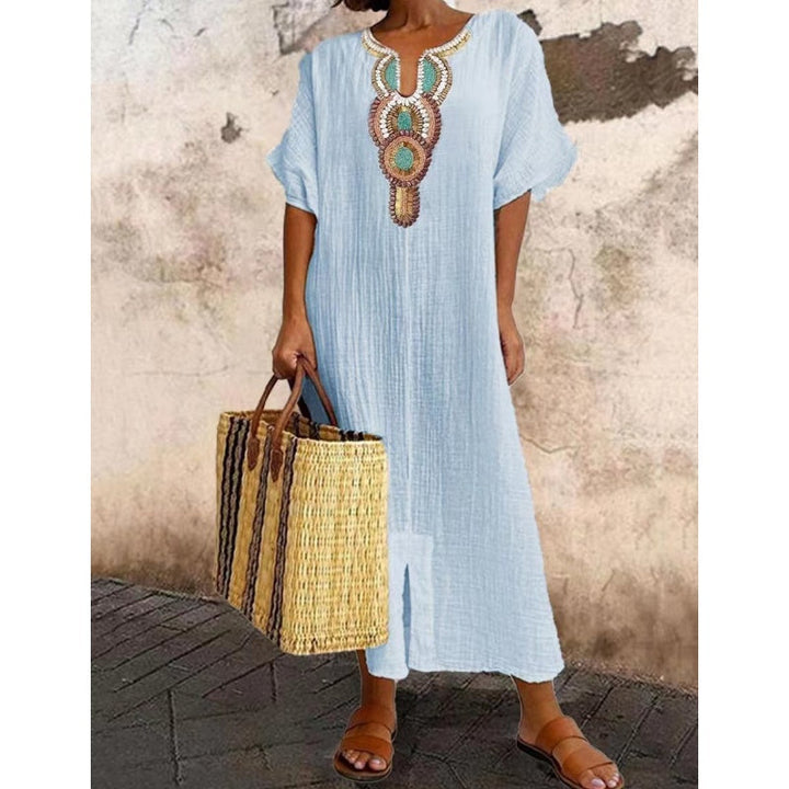 Evelyn | Relaxed Embroidered Midi Dress
