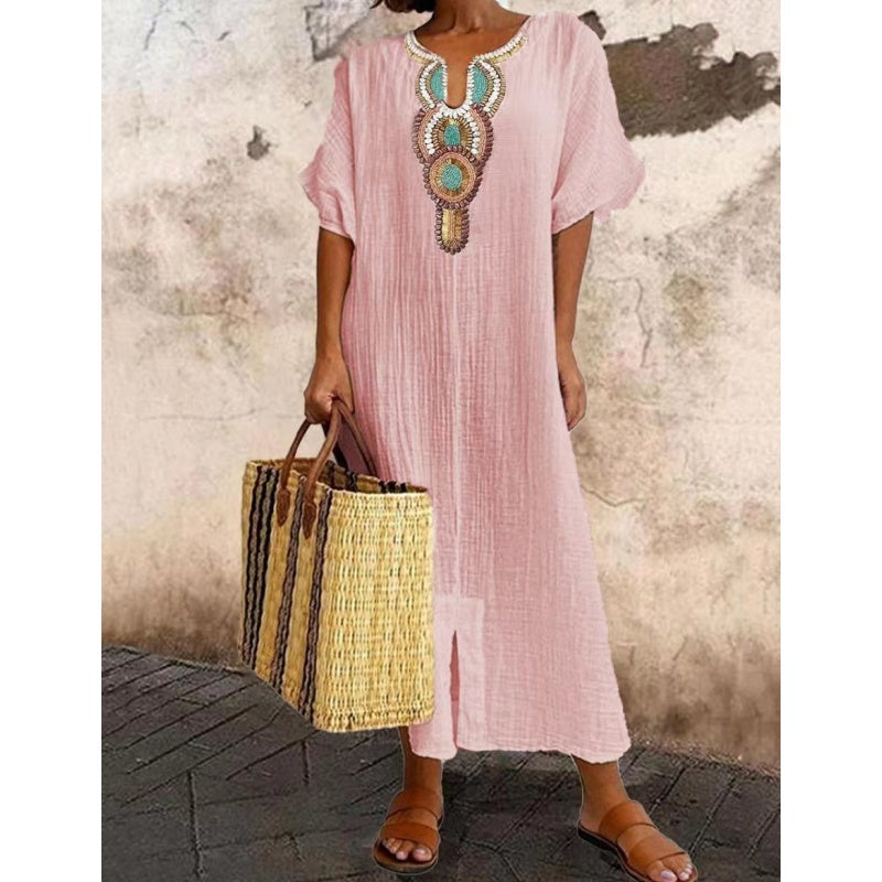 Evelyn | Relaxed Embroidered Midi Dress