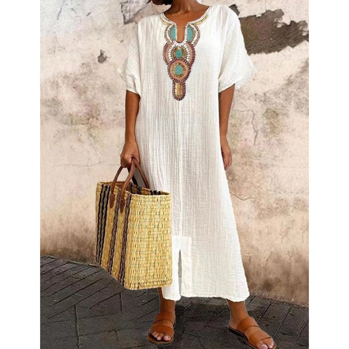 Evelyn | Relaxed Embroidered Midi Dress