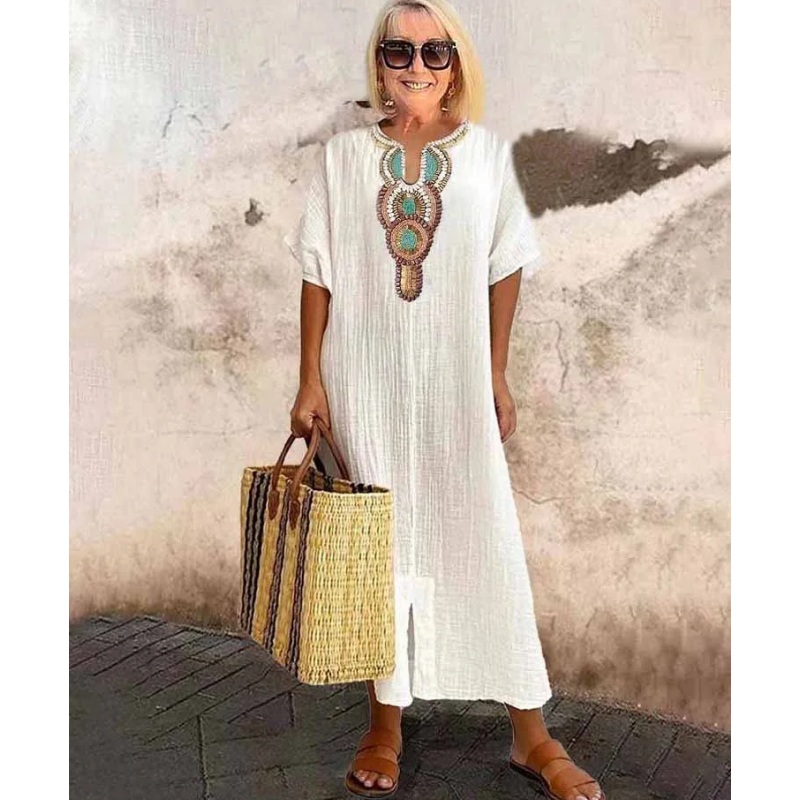 Evelyn | Relaxed Embroidered Midi Dress