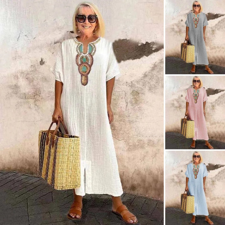 Evelyn | Relaxed Embroidered Midi Dress