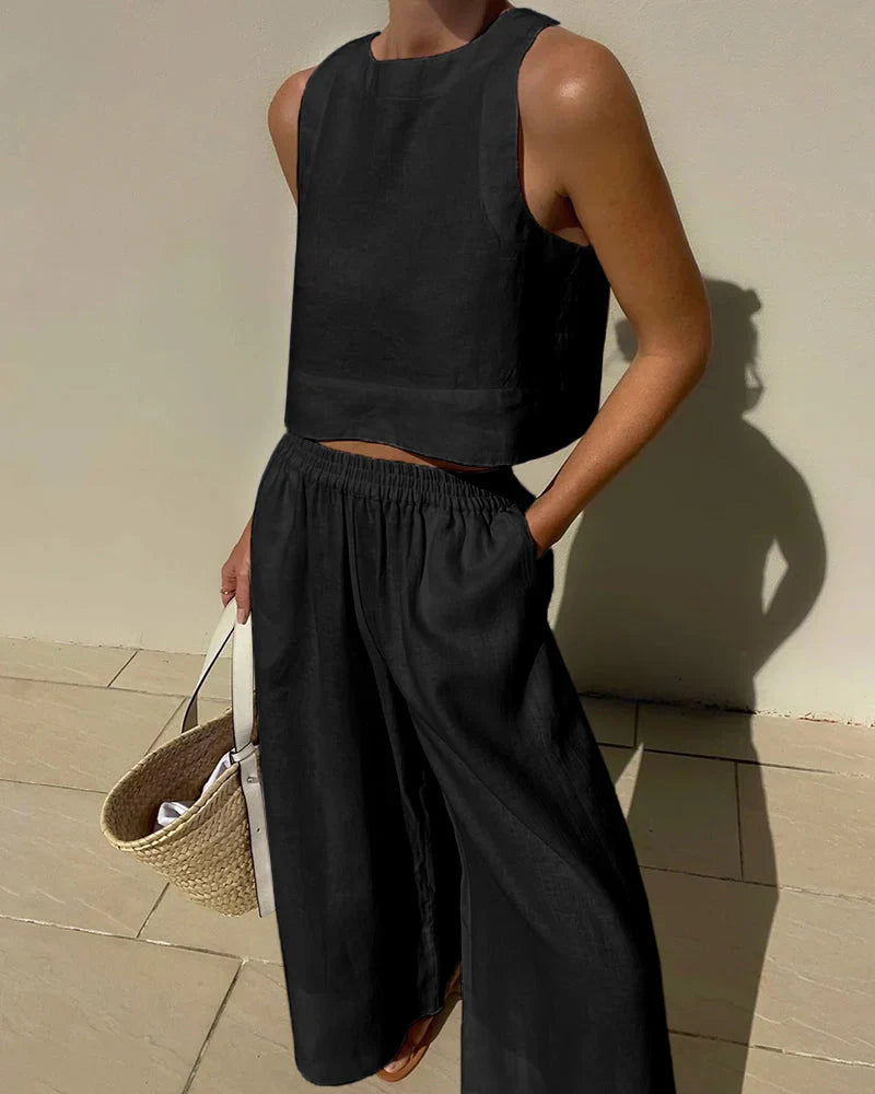 Sabina | Casual Sleeveless Capri Pants Set