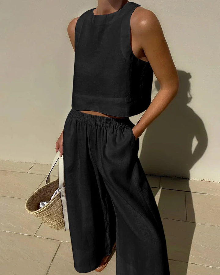 Sabina | Casual Sleeveless Capri Pants Set