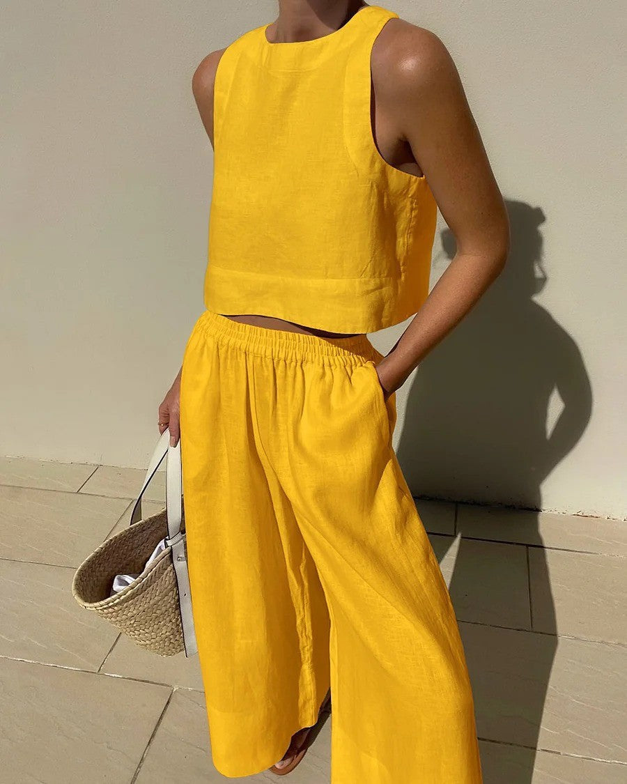 Sabina | Casual Sleeveless Capri Pants Set