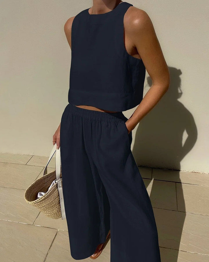 Sabina | Casual Sleeveless Capri Pants Set