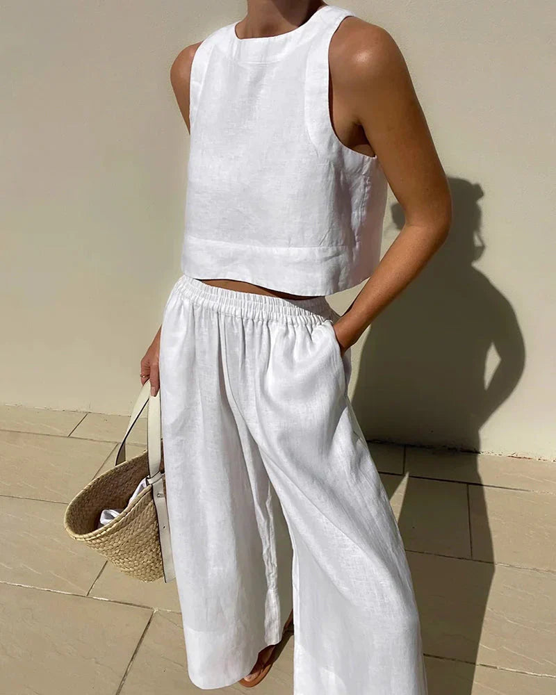 Sabina | Casual Sleeveless Capri Pants Set