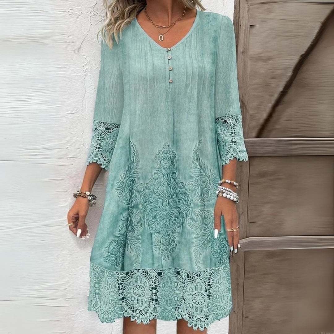 Marleen | Lace-Trimmed Midi Dress