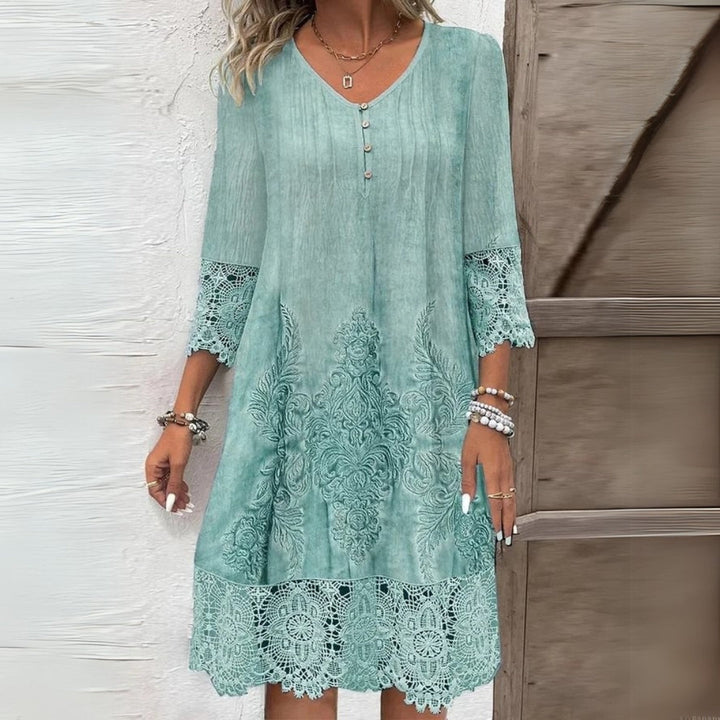 Marleen | Lace-Trimmed Midi Dress