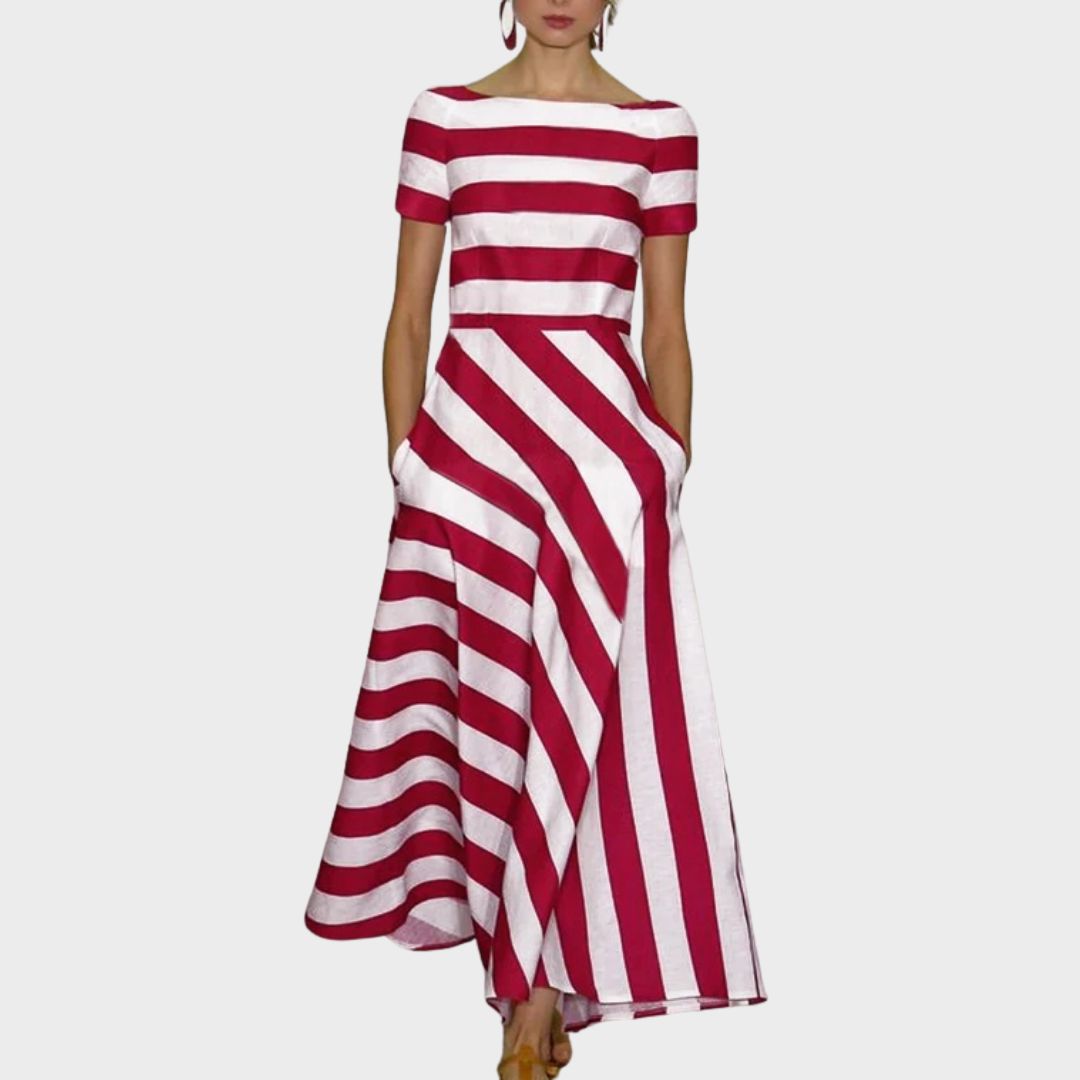Olivia | Classic Sleeveless Striped Maxi Dress
