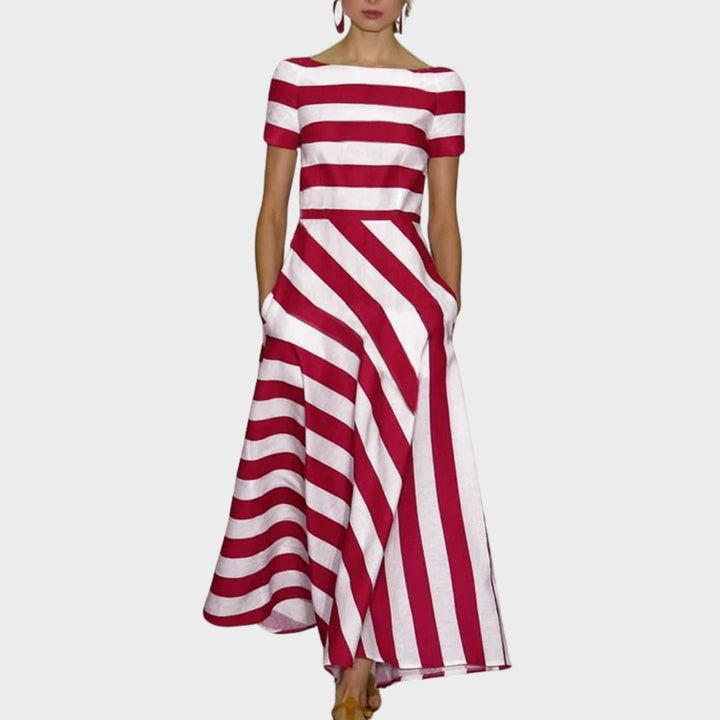 Olivia | Classic Sleeveless Striped Maxi Dress