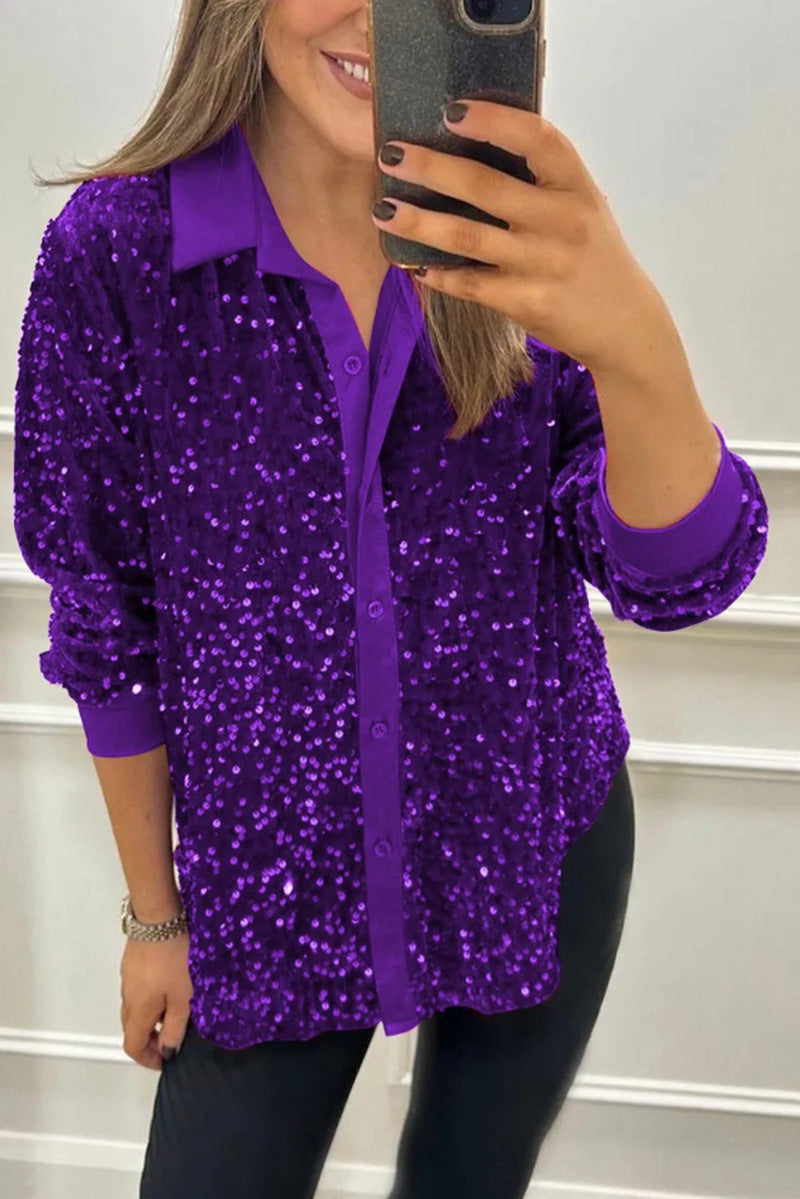 Claudia | Elegant Shimmer Collared Shirt