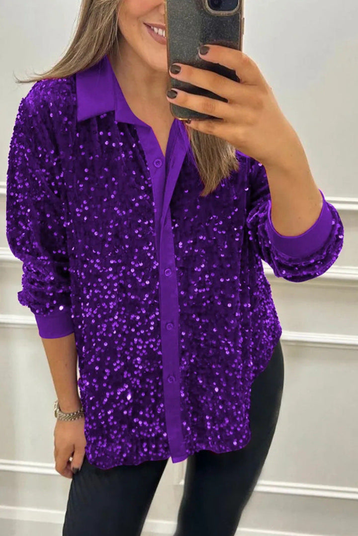 Claudia | Elegant Shimmer Collared Shirt