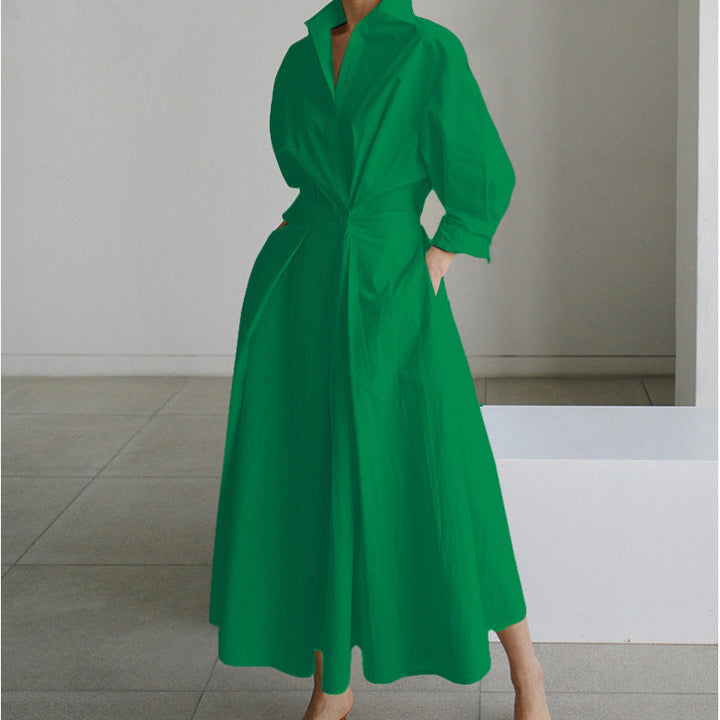 Vienna | Elegant Front Wrap Collared Maxi Dress