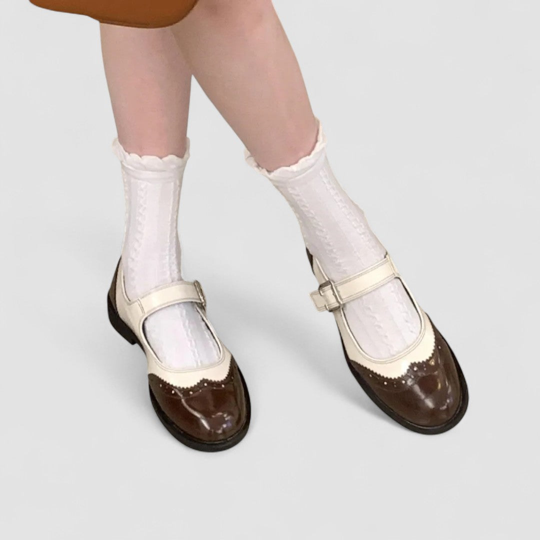 Gemma | Two-Tone Classic Mary Jane Patent Shoes