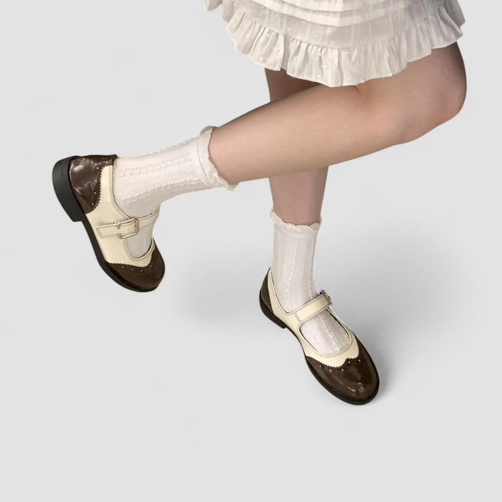 Gemma | Two-Tone Classic Mary Jane Patent Shoes