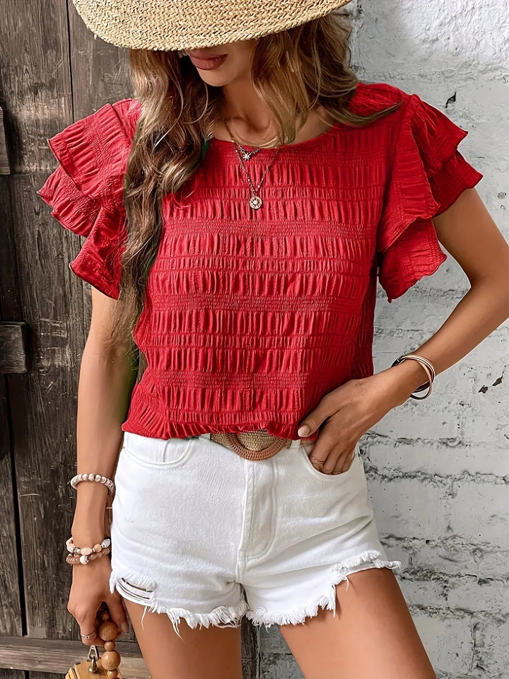 Rosalind | Ruffle-Sleeve Textured Blouse