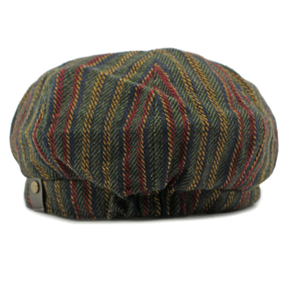 Dorian | Classic Striped Tweed Flat Cap