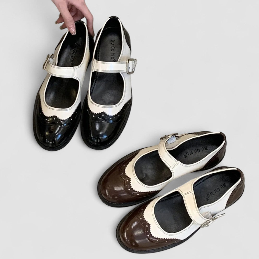 Gemma | Two-Tone Classic Mary Jane Patent Shoes