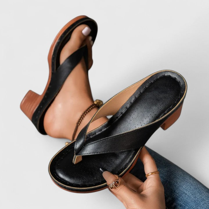 Leanne | Minimalist Block Heel Slide Sandal
